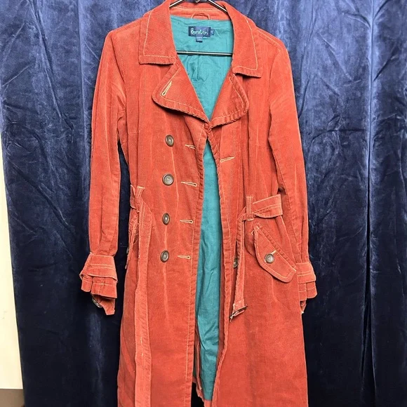 Boden Rust Corduroy Trench Coat - Picture 2 of 5